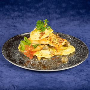 SOMON CU RAVIOLI SI SOS DE LAMAIE (200/150 gr)